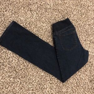 Dark blue elastic waist maternity jeans